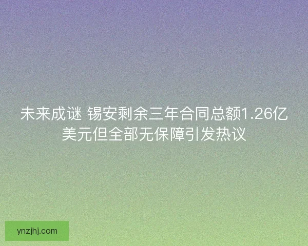 未来成谜 锡安剩余三年合同总额1.26亿美元但全部无保障引发热议