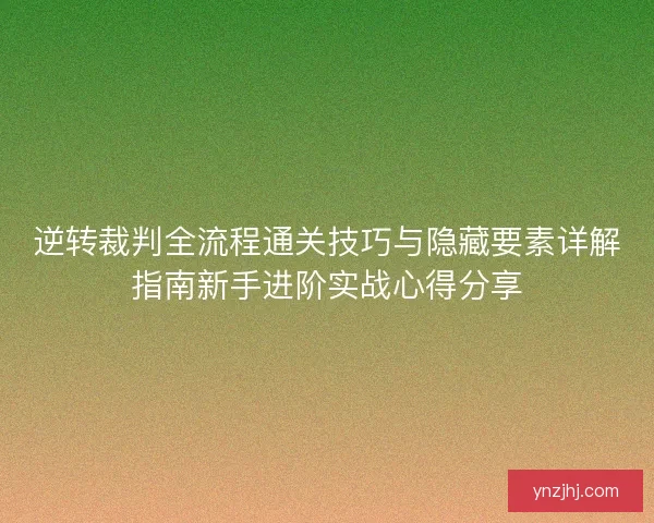逆转裁判全流程通关技巧与隐藏要素详解指南新手进阶实战心得分享