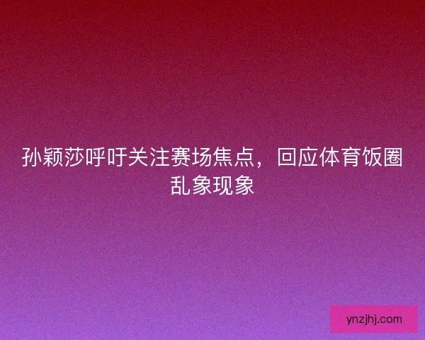 孙颖莎呼吁关注赛场焦点，回应体育饭圈乱象现象